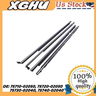 For Toyota Corolla 1996-2002 Black Door Belt Molding Weatherstrip Set 4-PACK NEW Foto 1 de 4