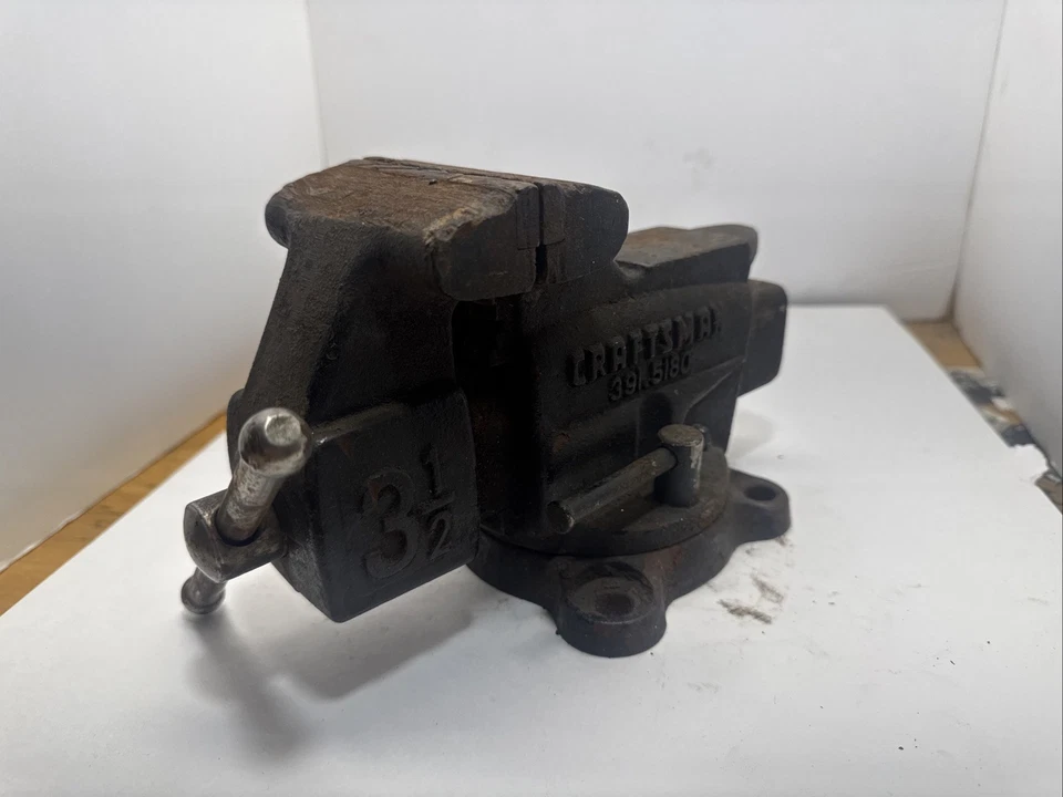 Tornillo de banco giratorio vintage Craftsman No. 391.5180 - Mandíbulas de 3,5" - Funciona muy bien Foto 1 de 4