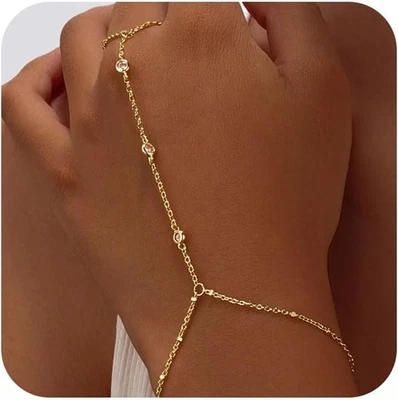 Pulseras chapadas en oro plata para mujer, delicadas joyas apilables con puño de cadena Foto 1 de 4