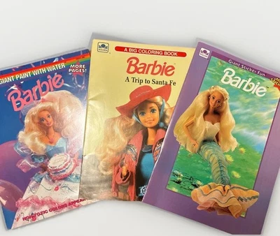 Rare Unused Vintage Lot of 3 1990’s Golden Barbie Paint Coloring Sticker Books - Image 1 of 4