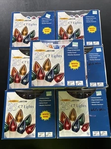 Christmas Twinkle Lights 25 C7 Color Bulbs White Cord 7 Boxes - Picture 1 of 5
