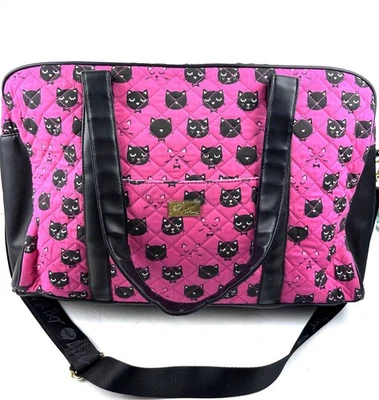 Betsey Johnson Weekender Bag Cat Kitty Pink Black Travel Bag Brand New No Charm - Image 1 of 4
