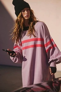 FREE PEOPLE FP MOVEMENT Rosa POST UP CAPA OVERSIZE Sudadera Top XL Athleisure - Imagen 1 de 14