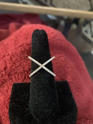 Anillo Banda Oro Rosa 14k 0.50ctw 45 Redondo Brillante Diamante Simple X Órbita Talla 7.5 Foto 1 de 4