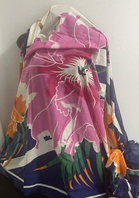 Vintage Jacques Rollet Floral Fabric Sarong Scarf  TROPICAL Coverup - Image 1 of 4
