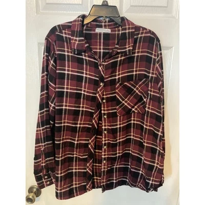 Мужская фланелевая рубашка Arizona Jean Co в клетку с длинным рукавом на пуговицах бордовая размер XL - Изображение 1 из 4