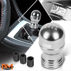 J2 Teardrop Shape Ridges Body Aluminum 6-Speed Manual Shift Knob Silver+Adapters - Picture 1 of 5