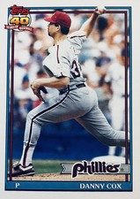 Brand New: Vintage 1991 topps Traded Danny Cox Philadelphia Phillies Card