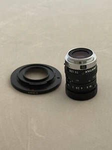 Pentax 25mm F/1.4 TV Lens Black/Chrome C Mount with Micro 4/3 Adapted - Picture 1 of 9