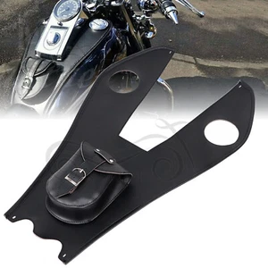 Black Gas Tank Panel Bag Pouch Chap Bib For Harley Softail Slim FLS Fatboy FLSTF - Picture 1 of 12