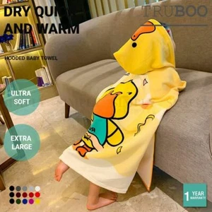 Truboo Hooded Baby Towel Washcloth Toddler Premium Cotton Absorbent Bathrobe - Picture 1 of 13