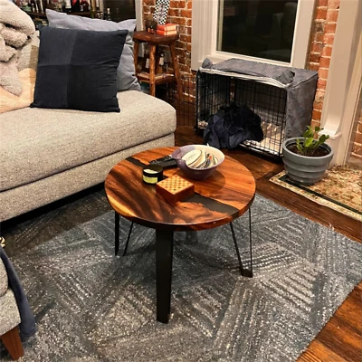 Mesa auxiliar redonda de resina mesa auxiliar epoxi mesa de centro mediados de siglo decoración moderna Foto 1 de 4