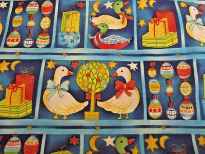 Cotton Quilting Fabric Beth Ann Bruske David Textiles Christmas Goose BTYx44 - Image 1 of 4