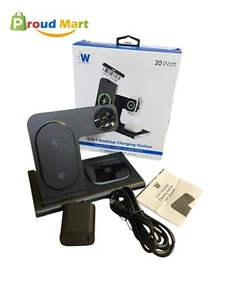 Just Wireless Portable 3 in 1 Charging Station 20W, Black , for Apple, Android - Picture 1 of 10