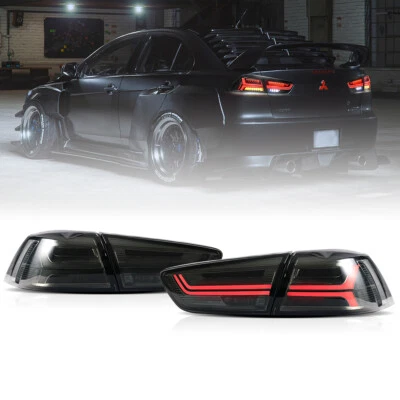 4Pcs Smoke LED Tail Lights For Mitsubishi Lancer / EVO 2008-2017 Rear Brake Lamp - Image 1 of 4