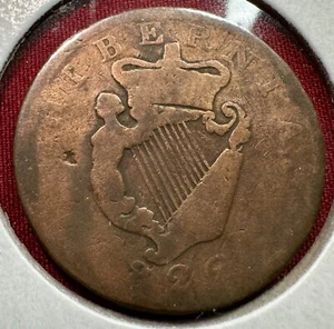 1822 Ireland 1/2 Penny - George IV - KM#150 - Rare Find - Picture 1 of 2