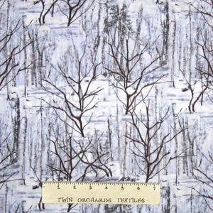 Nature Fabric - Great North Wilderness Tree Blue Gray - Benartex Kanvas 1.66 Yd - Picture 1 of 1