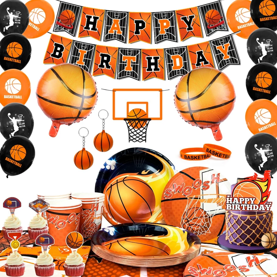 Baloncesto Decoraciones de Cumpleaños Baloncesto Fiesta Suministros Vajilla Globos Taza Foto 1 de 4