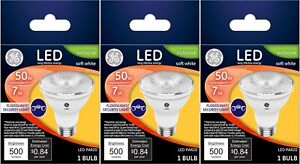 GE LED Floodlight Bulb PAR20 E26 7W 500 Lumen Soft White Dimmable 3 Pack