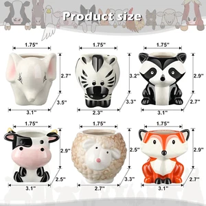 6 Pieces Cute Animal Succulent Planter Pot with Drainage Hole, Cartoon Cow El... - Picture 1 of 7