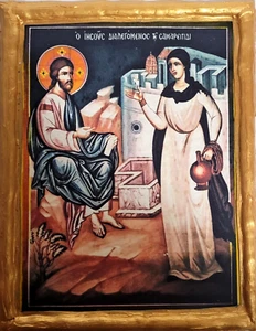 Sunday of The Samaritan Woman at The Well Jesus Greek Eastern Orthodox Icon - Picture 1 of 5