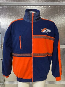 Denver Broncos Reversible Jacket - Zip Up - Adult Medium - Fleece - Vintage - Picture 1 of 14