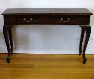 Hall Table, W120xD35xH76cm, Mahogany, Timber Table, Brown, 2 Drawers, Console. - Picture 1 of 11