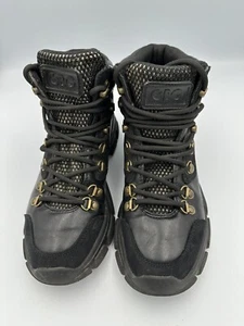 GBG Guess Botas con Cordones Negras, Cremallera Alrededor, Lengua Brillante, Talla 7M Motor, Combate - Imagen 1 de 11
