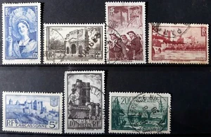 (1938) TIMBRES FRANCAIS- 7 Valeurs-N°388 A 392 Oblitérés,2 neufs sans colle - Foto 1 di 2