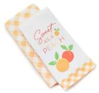 2 DIFFERENT COTTON KITCHEN TOWELS (15"x25") SUMMER GINGHAM, SWEET AS A PEACH, RL