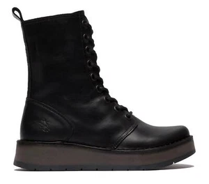 Fly London Mujer Negro RAMI043 Botas Cuero Casual Cordones Tobillo Talla UK 3-8 - Imagen 1 de 5