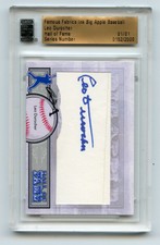 2014 FAMOUS FABRICS INK BIG APPLE LEO DUROCHER AUTOGRAPH #1/1, BROOKLYN DODGERS