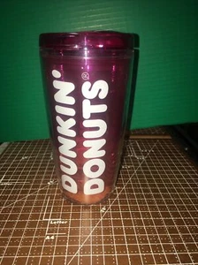 Dunkin Donuts 16 Oz  Reddish  Pink Ombré Tumbler Tervis Travel Mug - Picture 1 of 14
