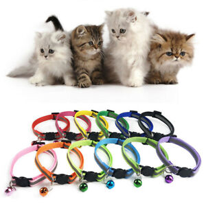 1PC Reflective Cat Collar with Bell Nylon Cute Cat Head Safety Buckle Pet Collar