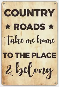 Retro Landstraßen Take Me Home... Blechschild Metalldekor Wandposter Größe 8x12 - Bild 1 von 3