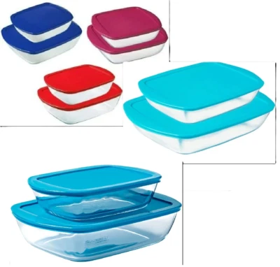 Pyrex Rectangular Storage Glass Dish Food Containers 2.5L-1.1L 2pc Set Random - Image 1 of 4