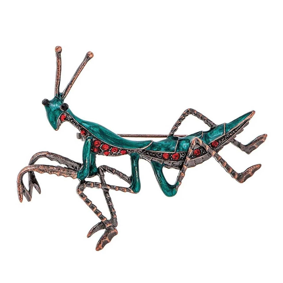 Prendedor de mantis religiosa de bronce y verde Foto 1 de 1