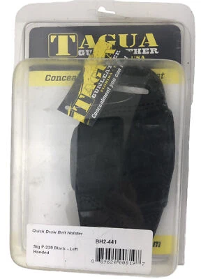 TAGUA SIG P239 LEFT Hand Open Top OWB Leather Belt Slide Holster Black - Image 1 of 4