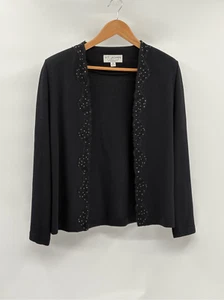 St. John Evening By Marie Gray Cardigan Sweater Women Size 14 Black Rhinestones - Picture 1 of 12