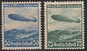 Stamp Germany Mi 606-7 Sc C57-8 1936 Reich Airship Hindenburg Zeppelin MNG - Picture 1 of 1