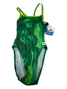 Arena Women's WAVY water MaxLife One Piece Swimsuit Size 28 NEW TAGS GREEN NEW - Picture 1 of 5