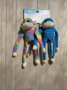*NEW* Zippy Paws 12' Spencer The Crinkle Monkey 🐒 Squeaky Toy For Dogs Set Of 2 - Picture 1 of 6