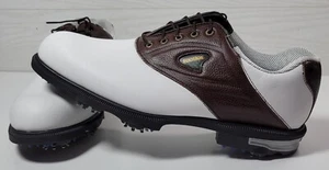 Footjoy 9.5 Medium Gel Fusion GFII Golf Shoes Cleats 59961 White Brown Leather - Picture 1 of 6