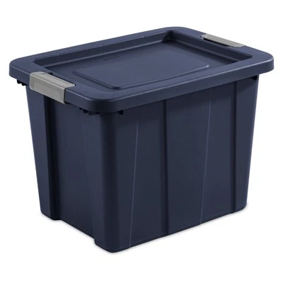18 Gallon Latching Tuff1 Tote, Rugged Bin with Lid, Dark Blue - Image 1 of 4