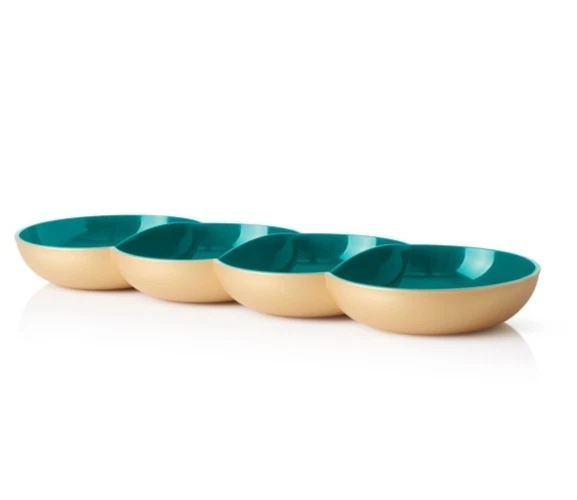 Tupperware Allegra Servierschale – Lachs/weiß, Perle-Optik, Teil Des Servierschalen-Quartetts