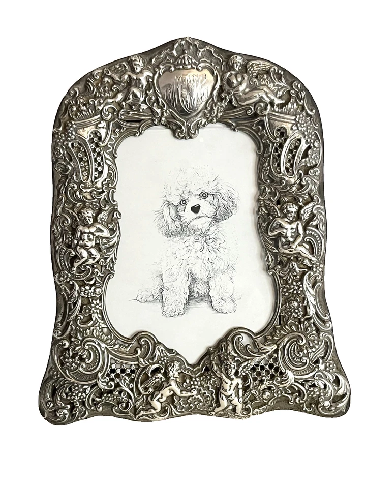 Marco de fotos de querubín victoriano ATQ Dominick & Haff NY de plata esterlina RARO Foto 1 de 4
