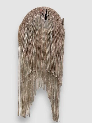$495 Retrofete Women's Beige Talia Small Fringe Crystal Clutch Bag - Image 1 of 4