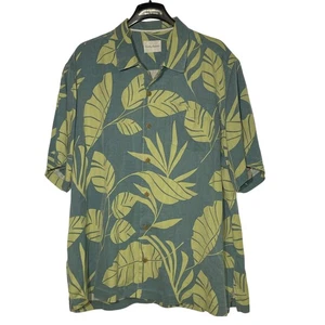 Tommy Bahama Silk Tropical Leaf Palm Frond Button Down Shirt Sz XL Resort - Picture 1 of 6