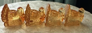 4 Amber Glass Turkey Taper Candle Candlestick Holders William Sonoma - Picture 1 of 8