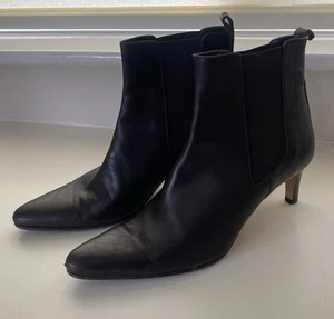 RALPH LAUREN Leather Ankle Boots 39.5 / 6.5 Dark Brown Made in Italy HARDLY WORN - Picture 1 of 9